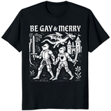 Be Gay & Merry Medieval Fantasy LGBTQ Tee in Black by Cuccico