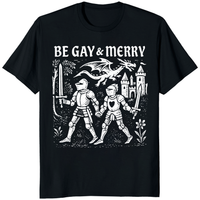 Be Gay & Merry Medieval Fantasy LGBTQ Tee in Black by Cuccico