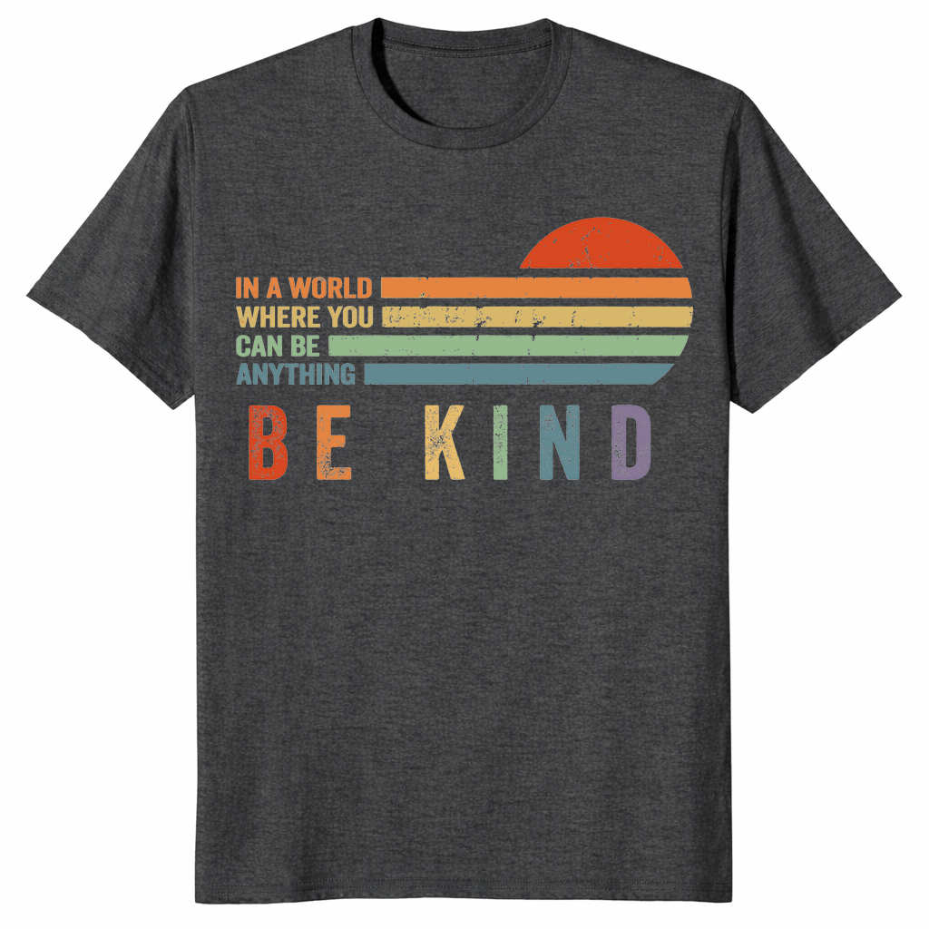 Be kind retro sunset shirt dark heather grey
