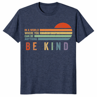 Be kind retro sunset shirt heather navy