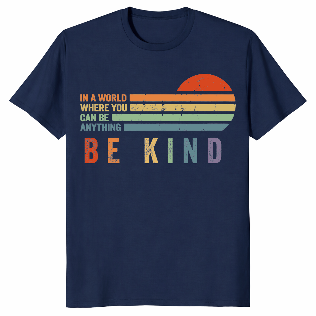 Be kind retro sunset shirt in navy