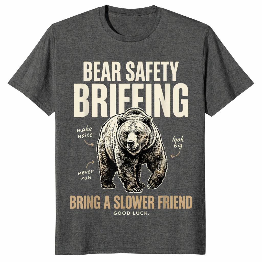 Bear safety briefing shirt in dark heather