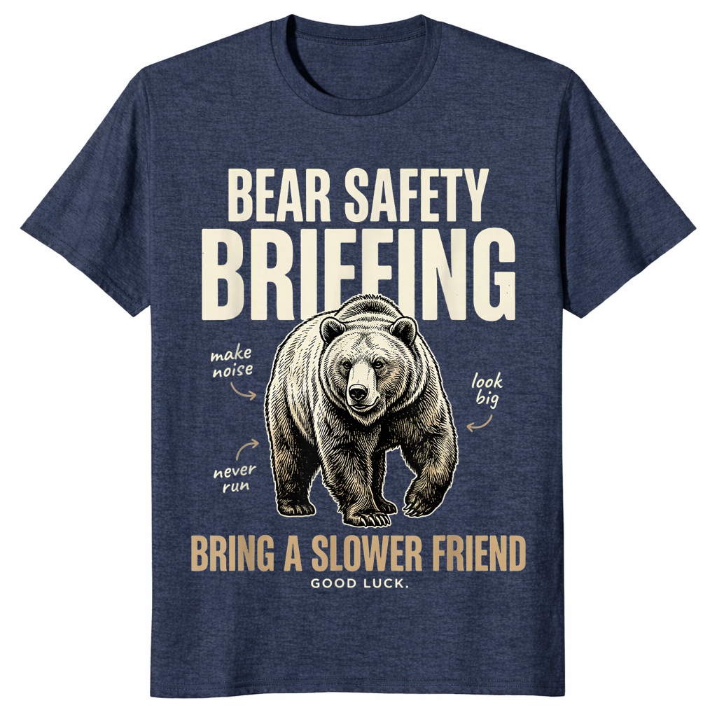 Bear safety briefing shirt in heather navy