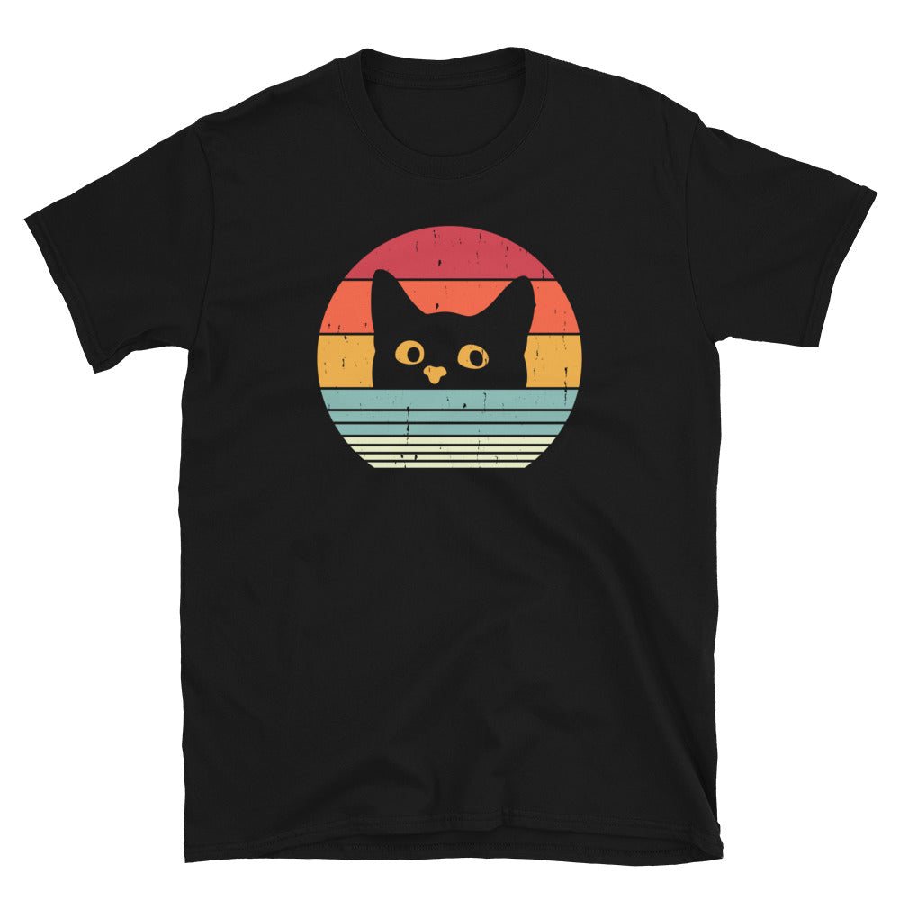 Retro Black Cat T-Shirt | Vintage Style Cat Lover Gift - Cuccico Design