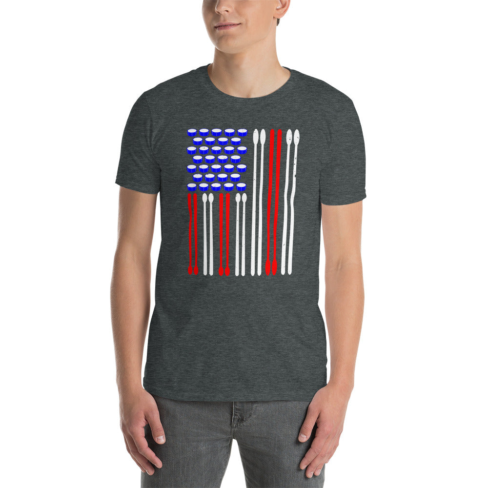 Drummer T-Shirt | Drum Sticks & USA Flag Design - Cuccico Design