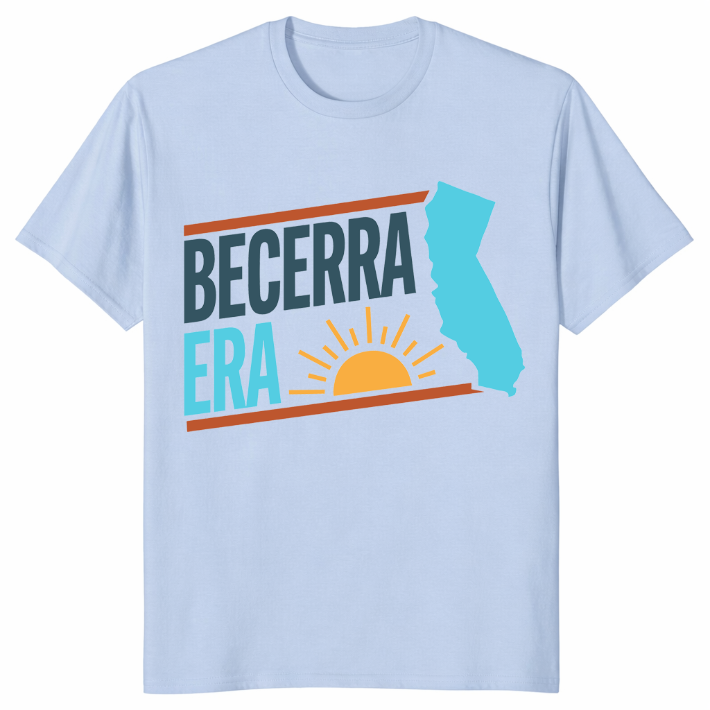 Becerra Era California governor 2026 graphic shirt in light blue