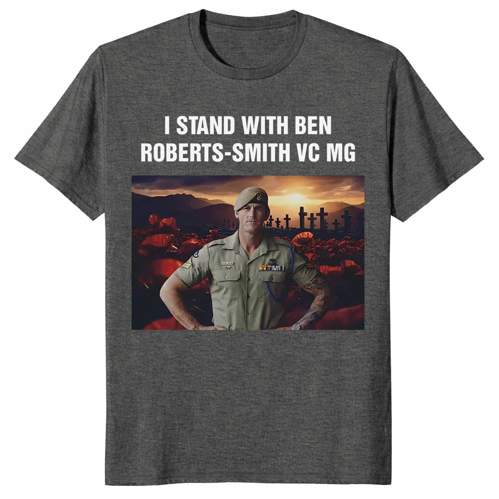 Dark Heather Ben Roberts-Smith VC MG shirt with statement front print