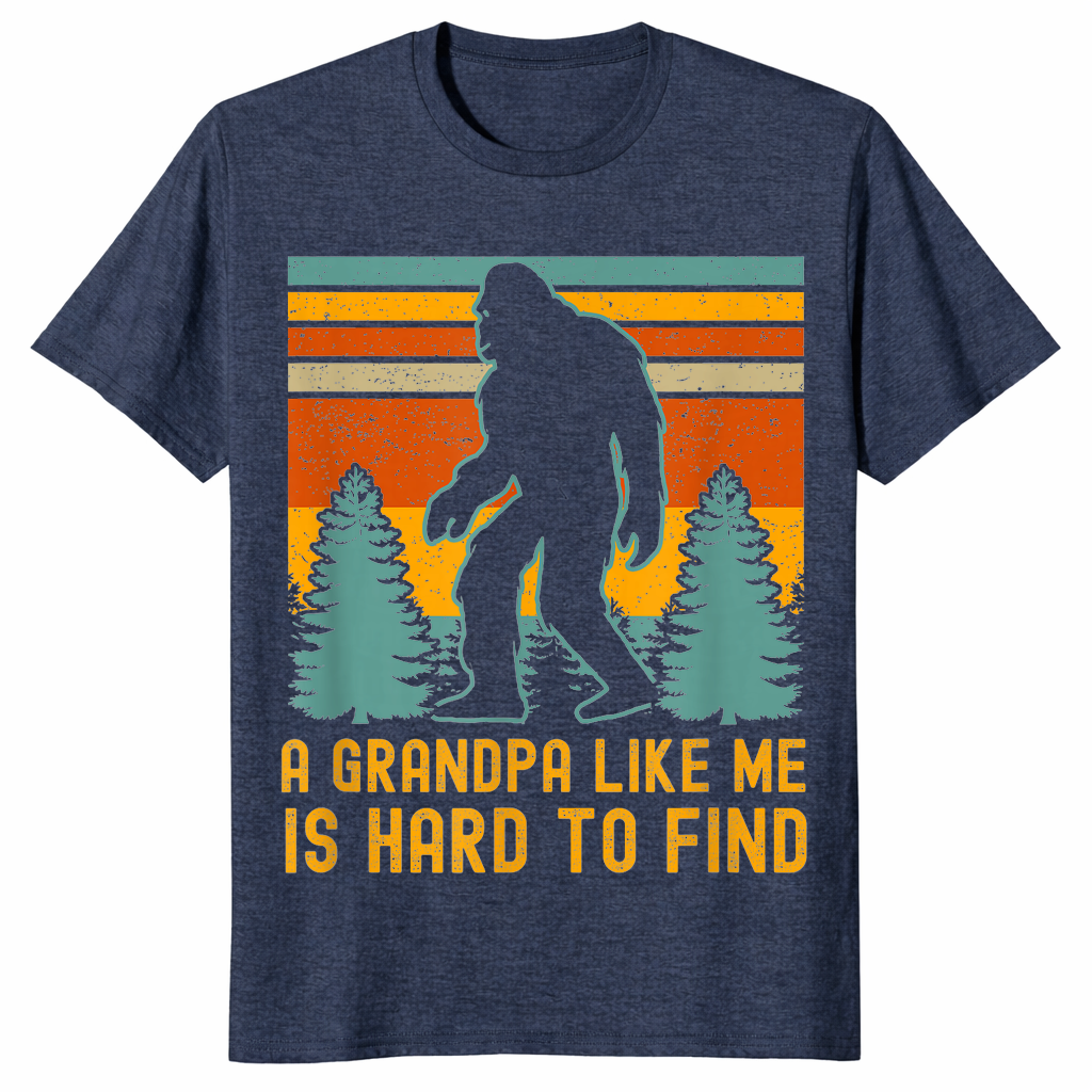 Bigfoot grandpa shirt in heather navy