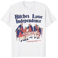 Bitches Love Independence Funny 4th of July Thomas Jefferson Shirt in White