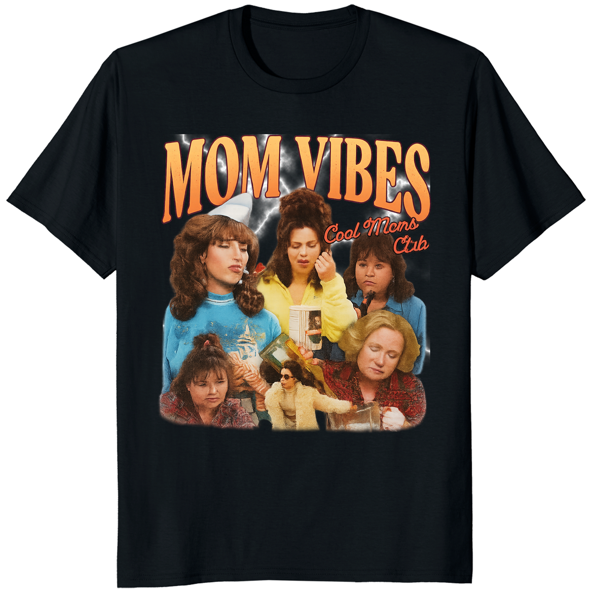 Black 90’s Mom Vibes Shirt with Cool Moms Club design by Cuccico