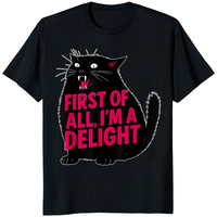 Black Cat First Of All I’m A Delight Shirt by Cuccico – Funny Sarcastic Cat Lover Tee