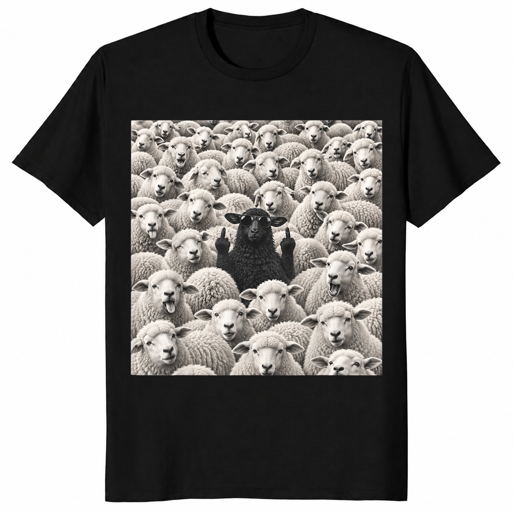 Black sheep middle finger shirt in black