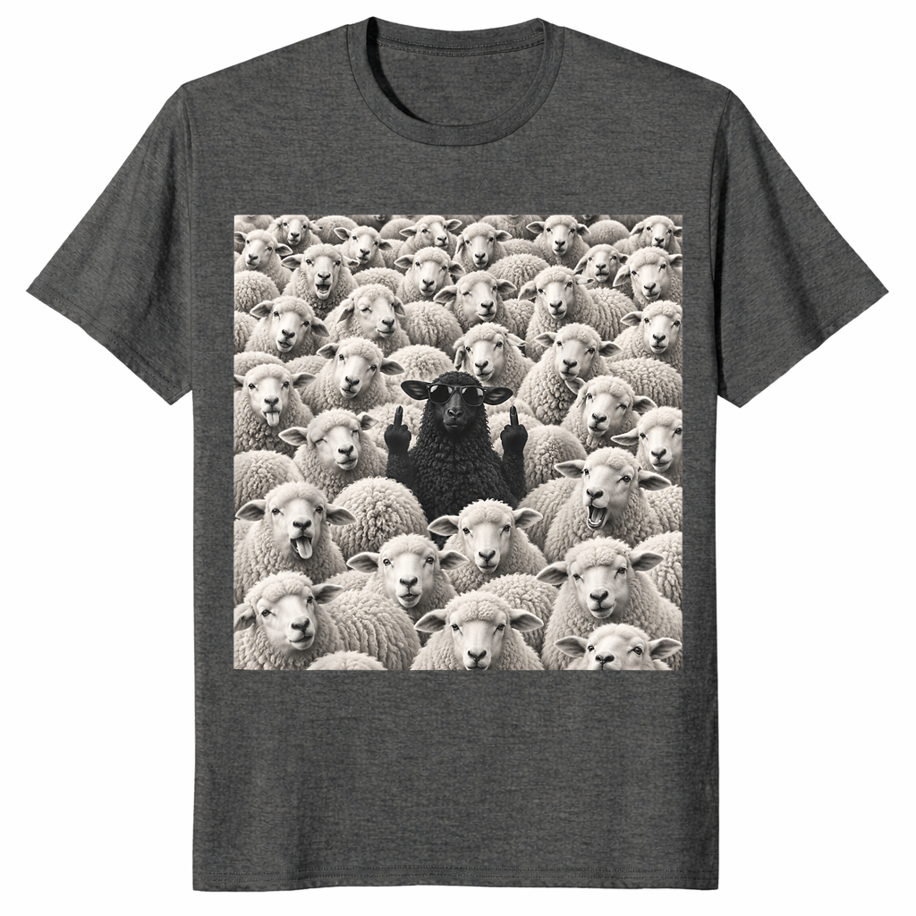 Black sheep middle finger shirt in dark heather