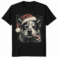 Blue heeler christmas shirt in black