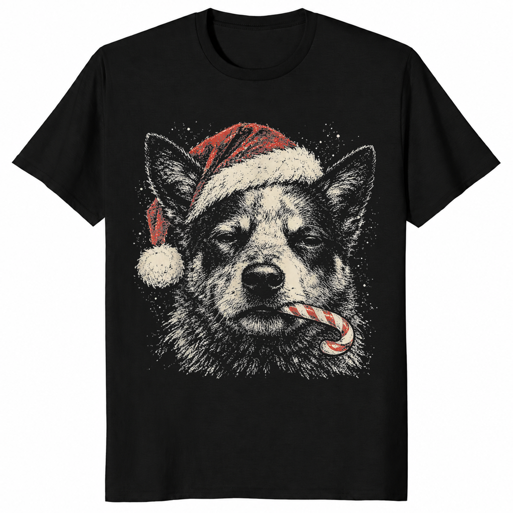 Blue heeler christmas shirt in black