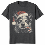 Blue heeler christmas shirt in dark heather grey