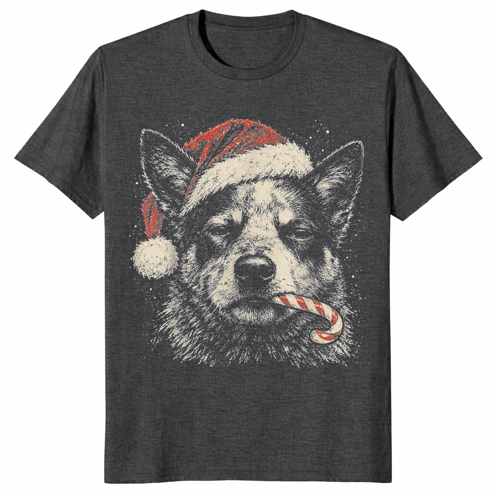 Blue heeler christmas shirt in dark heather grey