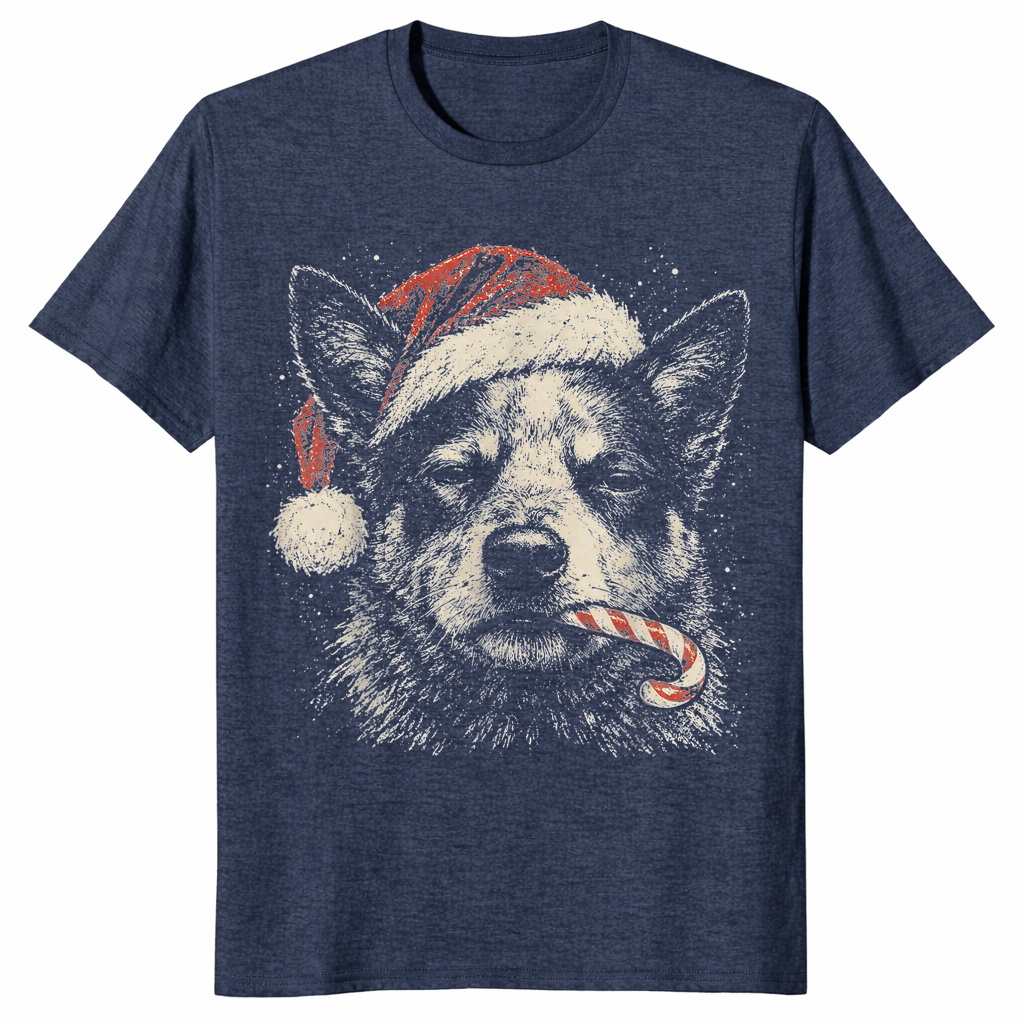 Blue heeler christmas shirt in heather navy