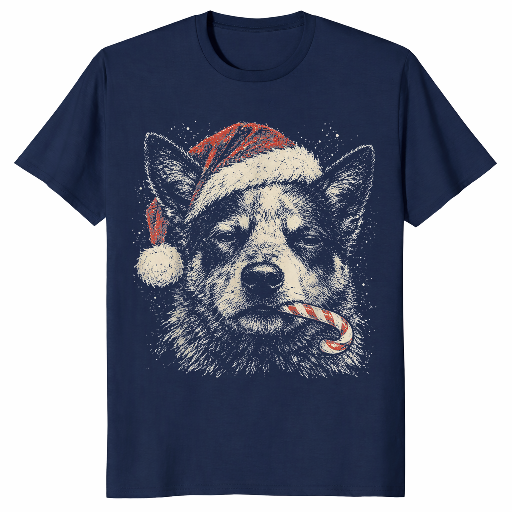 Blue heeler christmas shirt in navy