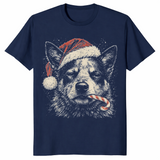 Blue heeler christmas shirt in navy