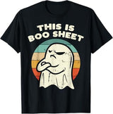 Cuccico Boo Sheet Ghost Retro Funny Halloween T-Shirt in Black