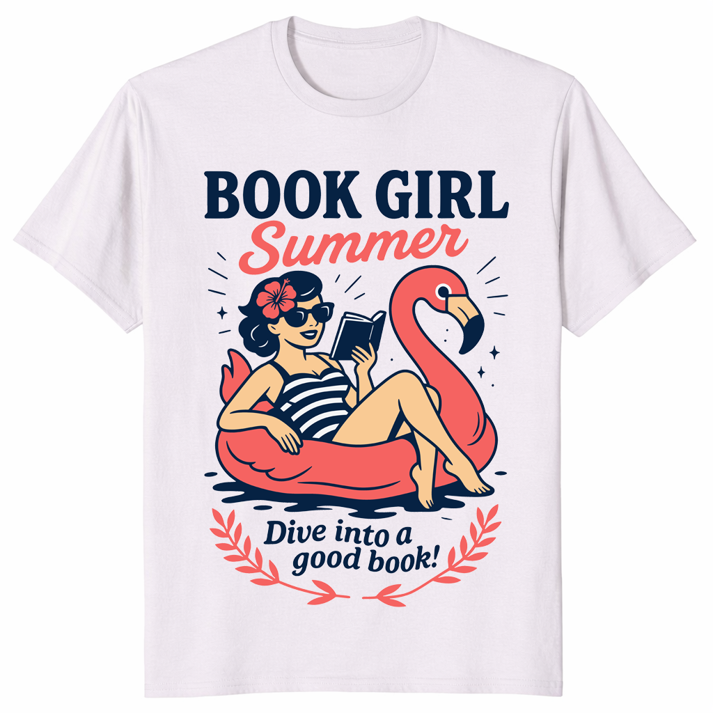 Book Girl Summer Shirt: Retro Bookworm Beach Vacation Reading Tee | Cuccico