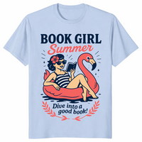 Book Girl Summer Shirt: Retro Bookworm Beach Vacation Reading Tee | Cuccico
