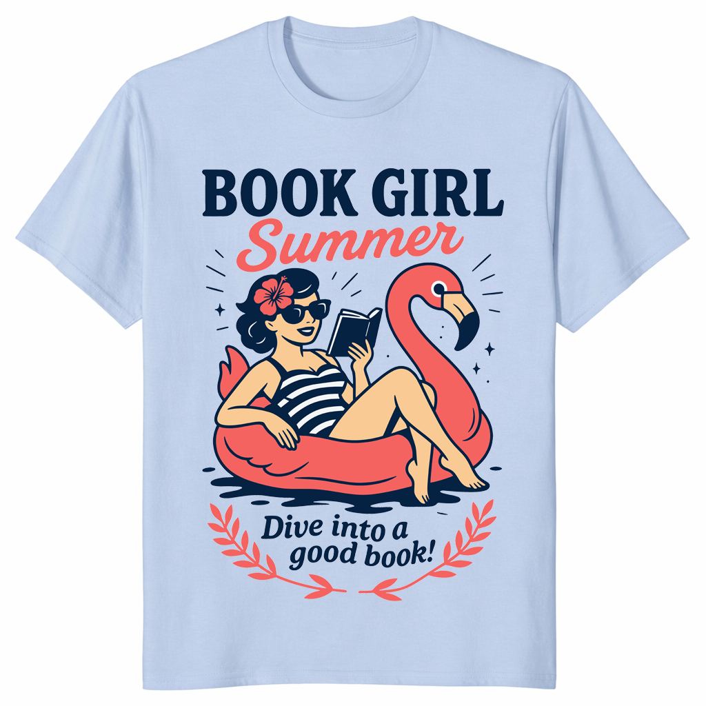 Book Girl Summer Shirt: Retro Bookworm Beach Vacation Reading Tee | Cuccico