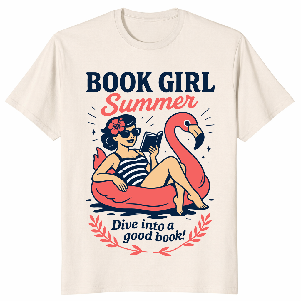 Book Girl Summer Shirt: Retro Bookworm Beach Vacation Reading Tee | Cuccico