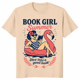 Book Girl Summer Shirt: Retro Bookworm Beach Vacation Reading Tee | Cuccico