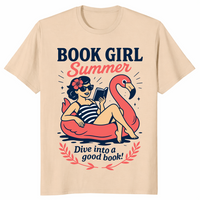 Book Girl Summer Shirt: Retro Bookworm Beach Vacation Reading Tee | Cuccico