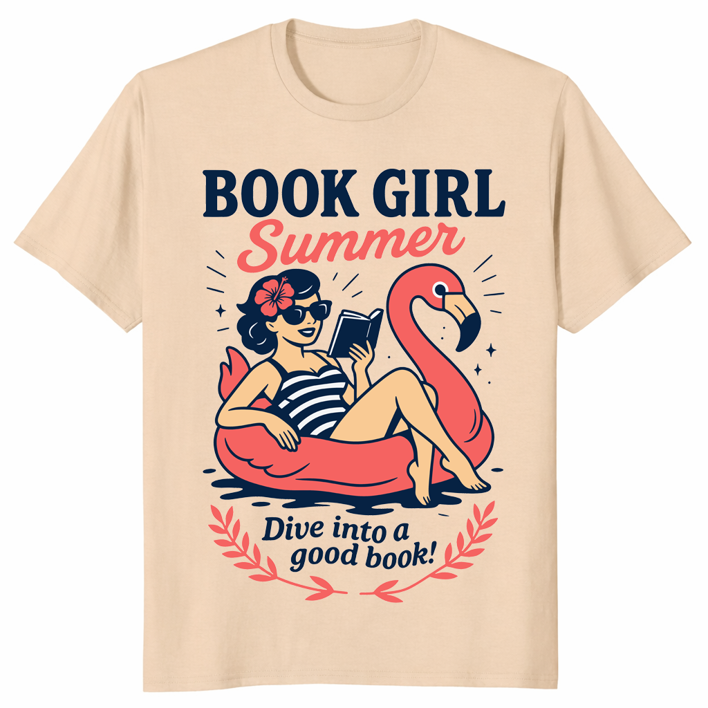 Book Girl Summer Shirt: Retro Bookworm Beach Vacation Reading Tee | Cuccico