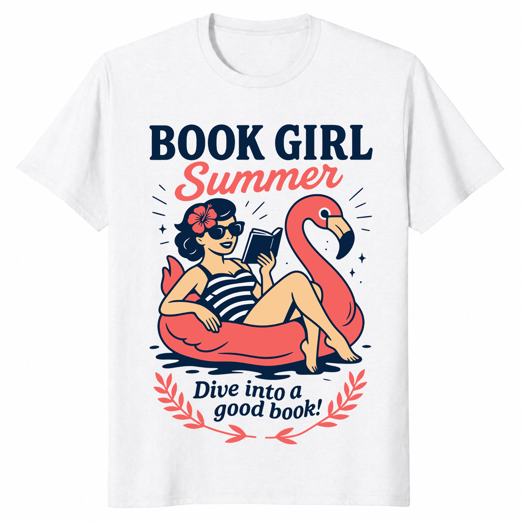 Book Girl Summer Shirt: Retro Bookworm Beach Vacation Reading Tee | Cuccico