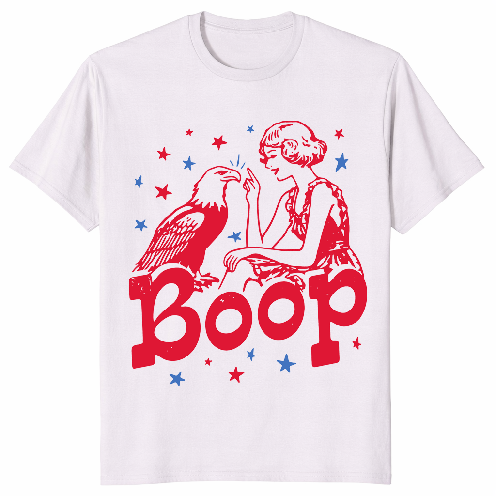 Boop the Eagle Funny 4th of July Shirt in Ice Grey