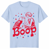 Boop Eagle Vintage Girl Patriotic Graphic Tee in Light Blue