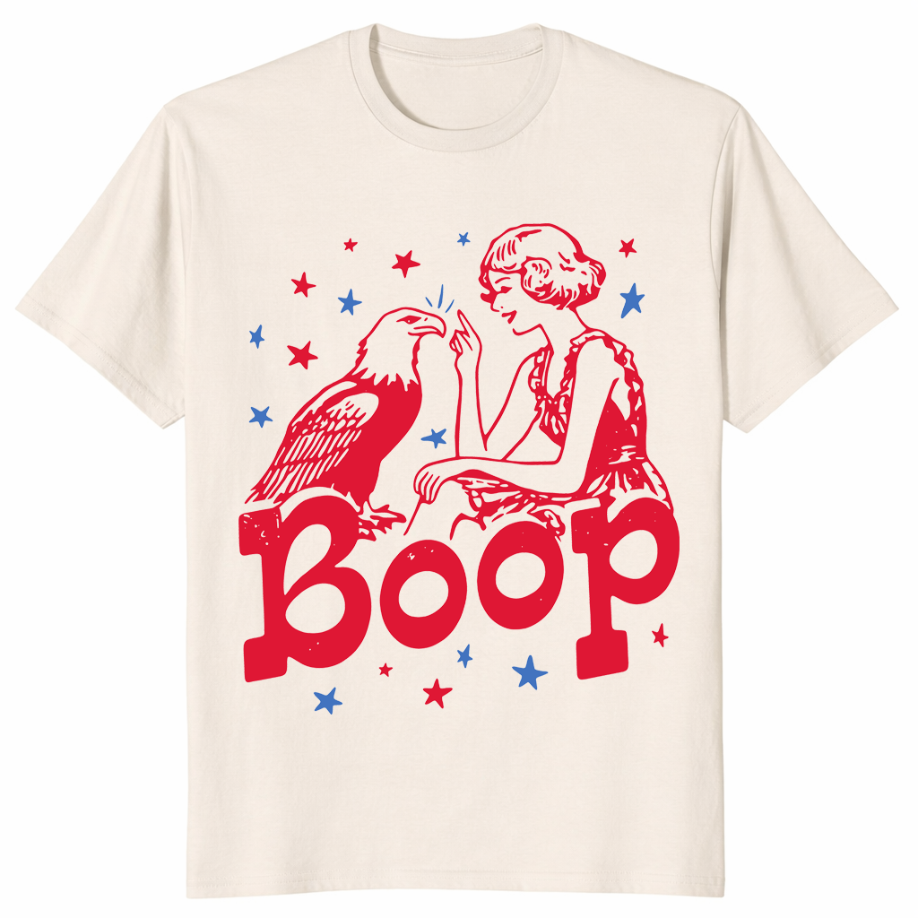 Boop Eagle Retro Patriotic Shirt in Natural