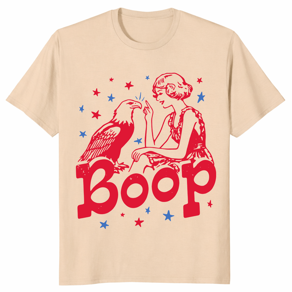 Boop the Eagle Retro America Funny Patriotic Shirt in Sand