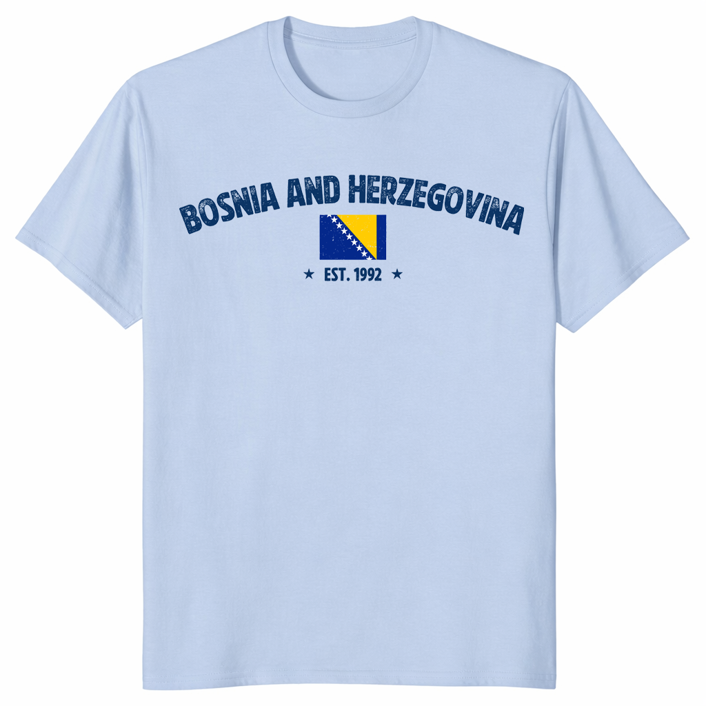 Bosnia Balkan Pride Vintage Flag Tee in Light Blue