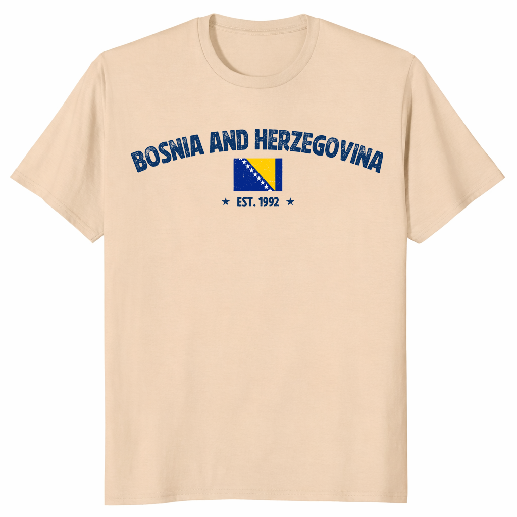 Bosnia Baby Tee Vintage Flag Sarajevo Aesthetic Shirt in Sand