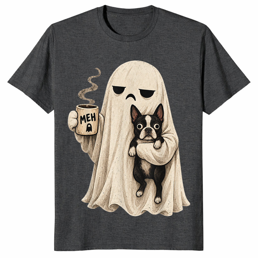 Boston Terrier Halloween shirt in dark heather grey