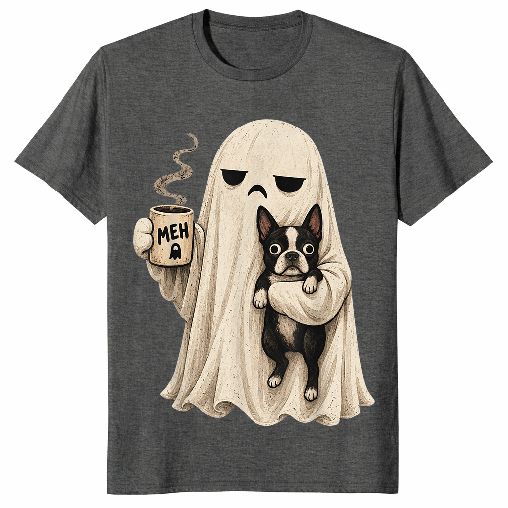 Boston Terrier Halloween shirt in dark heather