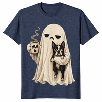 Boston Terrier Halloween shirt in heather navy