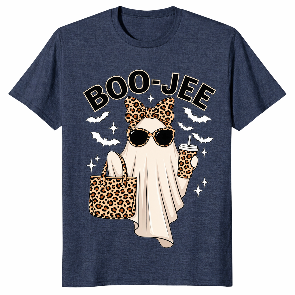 Boujee ghost shirt in heather navy