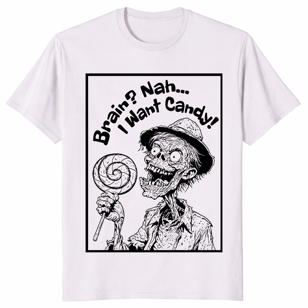 Brain nah i want candy shirt ice grey