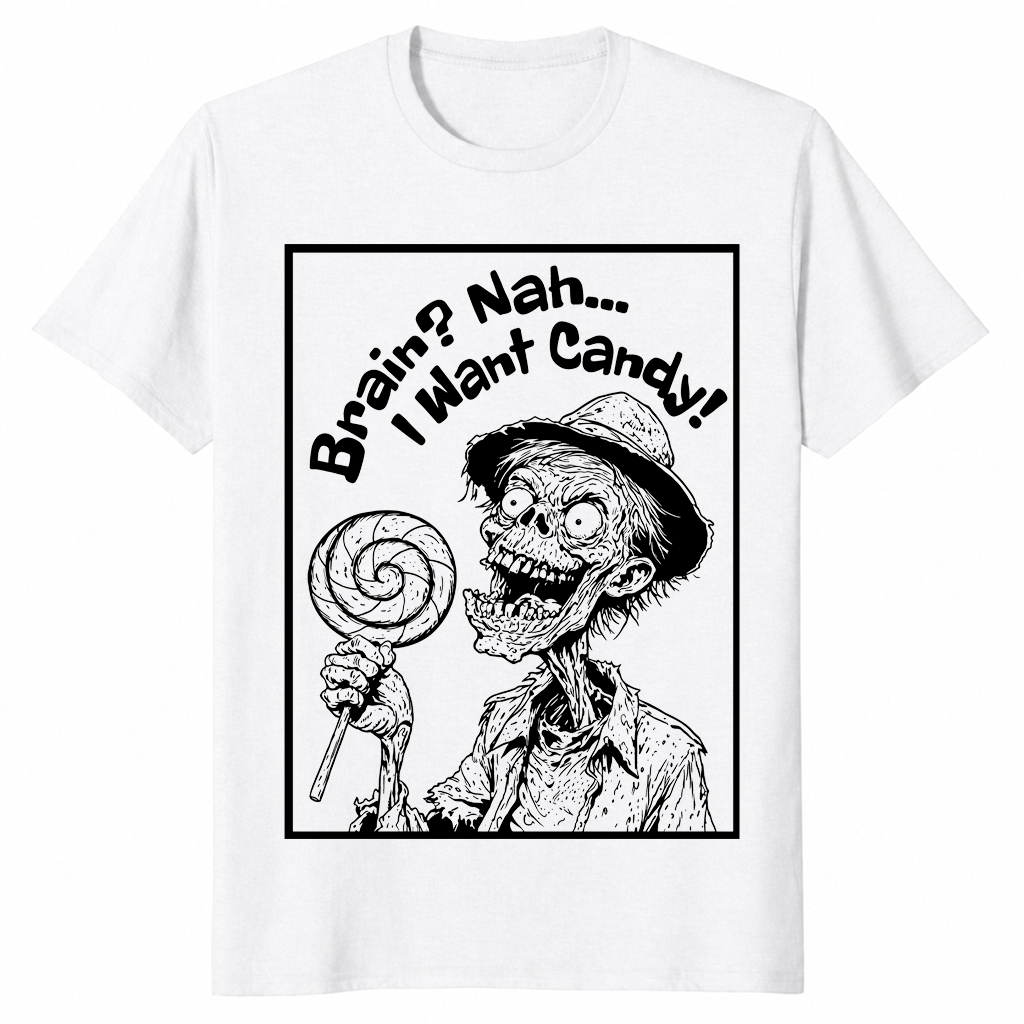 Brain nah i want candy shirt white