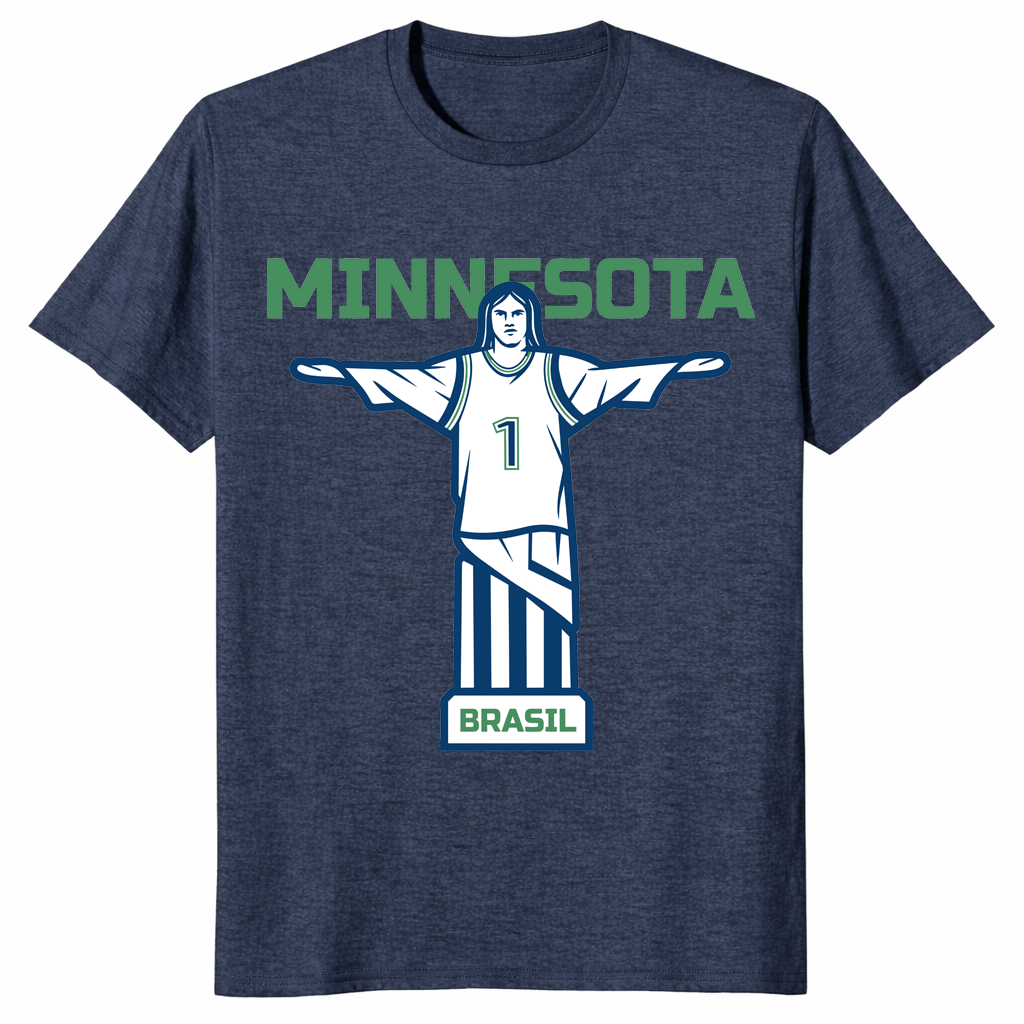 Brasil basketball fan shirt featuring Minnesota lettering and sporty graphic
