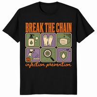 Break The Chain infection prevention shirt in black, Halloween nurse tee