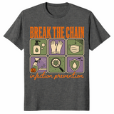 Break The Chain infection prevention shirt in dark heather, Halloween nurse tee