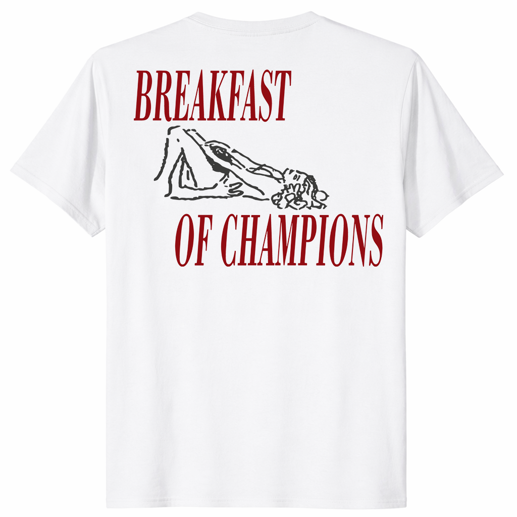 Breakfast Of Champions T Shirt with funny adult humor graphic design