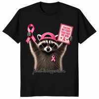 Breast cancer raccoon shirt in Black